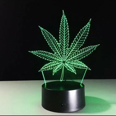 Lampe LED 3D Feuille Canabis