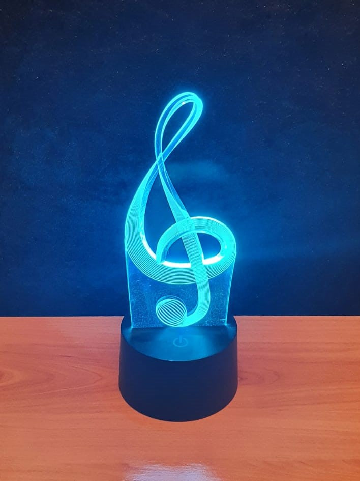 Lampe LED 3D Clé de Sol  Note de Musique – Le Génie de la Lampe 3D