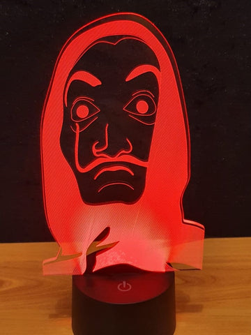 Lampe LED 3D Masque Casa de Papel