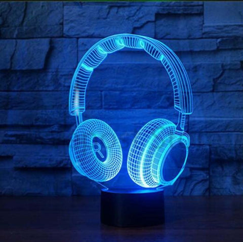 Lampe LED 3D Casque Audio DJ