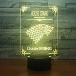 Lampe LED 3D Game Of Throne | House Stark