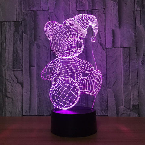 Lampe LED 3D Ourson Bonnet