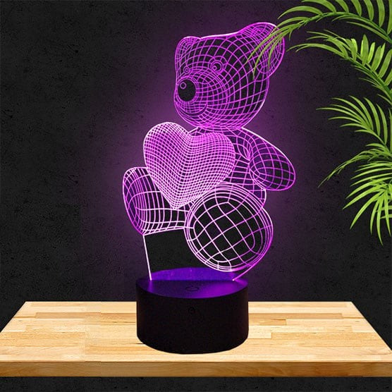 Lampe LED 3D Cœur – Le Génie de la Lampe 3D