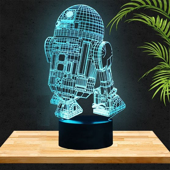 Lampe 3D Star Wars R2D2 avec socle au choix ! - LampePhoto