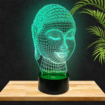 Lampe LED 3D Tête de Bouddha